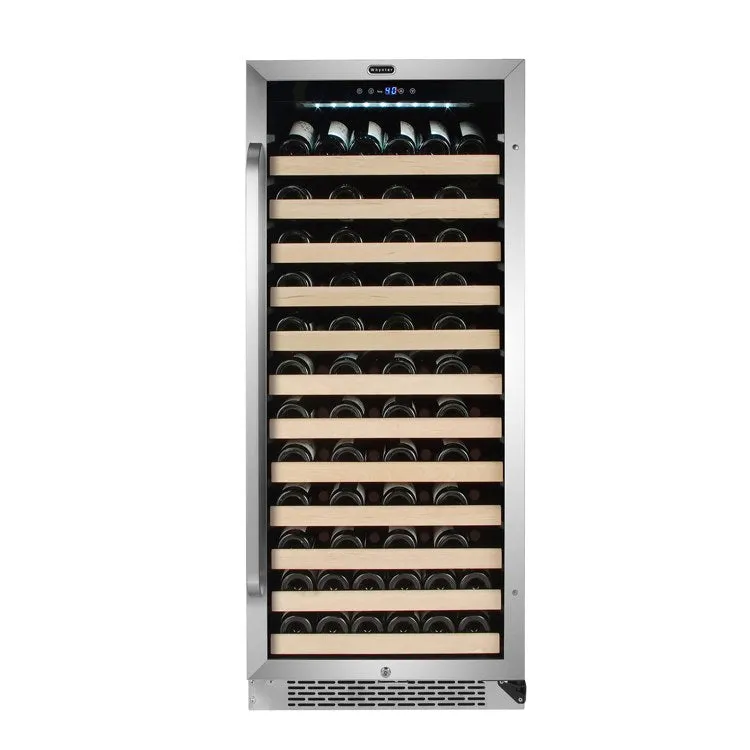 100-Bottle Built-in Stainless Steel Compressor Wine Refrigerator with Display Rack and LED display