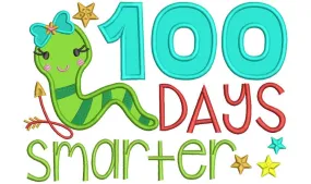 100 Days Smarter Girl Book Worm School Applique Machine Embroidery Digitized Design Pattern