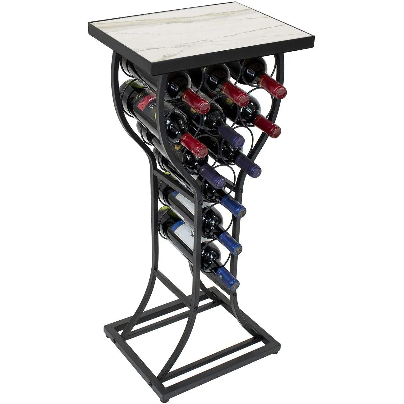 11 Bottle Marble Wine Rack Table