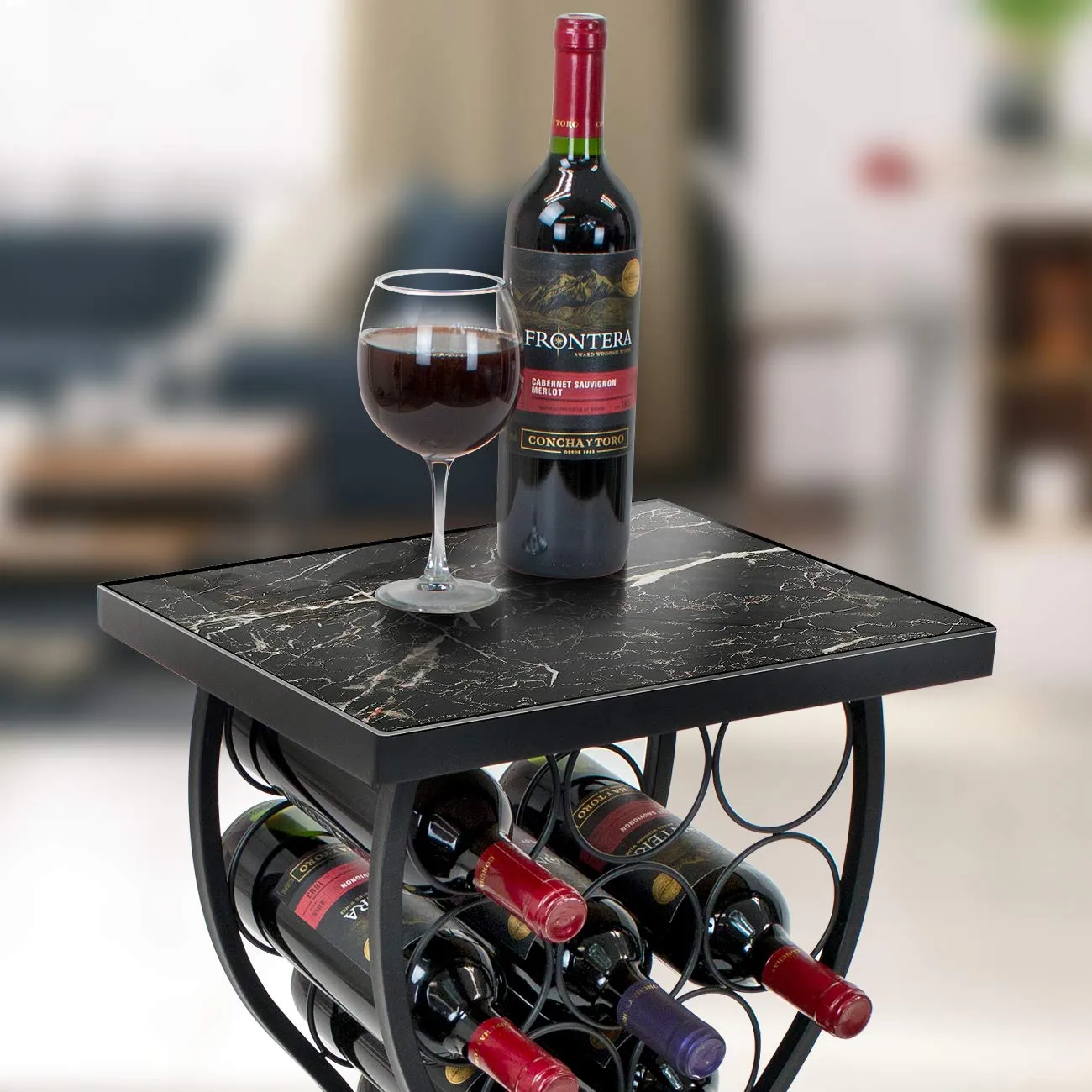 11 Bottle Marble Wine Rack Table