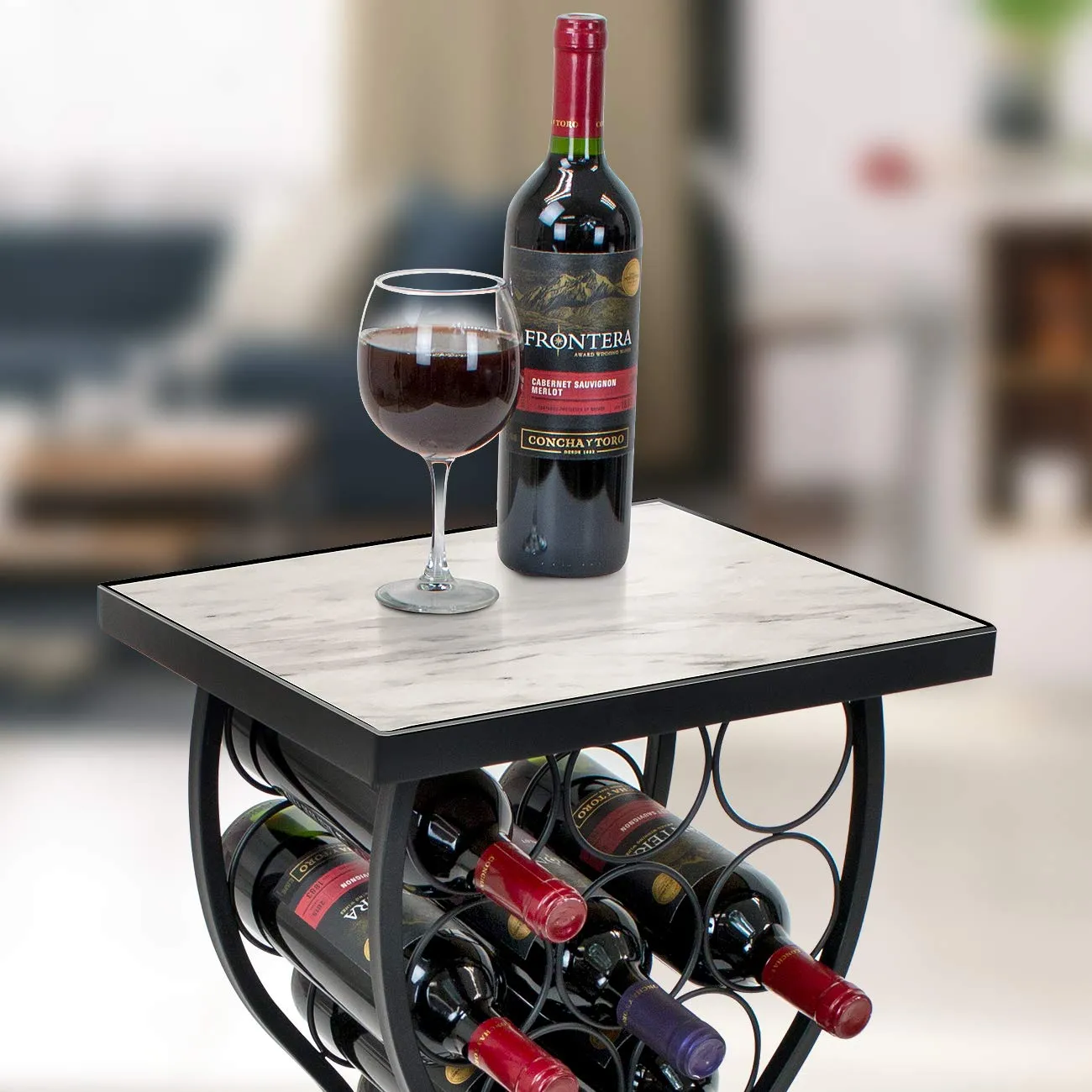 11 Bottle Marble Wine Rack Table