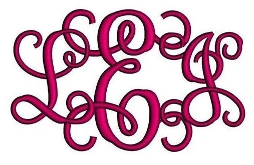 1,2, 3 Inches Vine Monogram Interlocking Embroidery Font Upper and Lower Case Satin Stitch Digitized