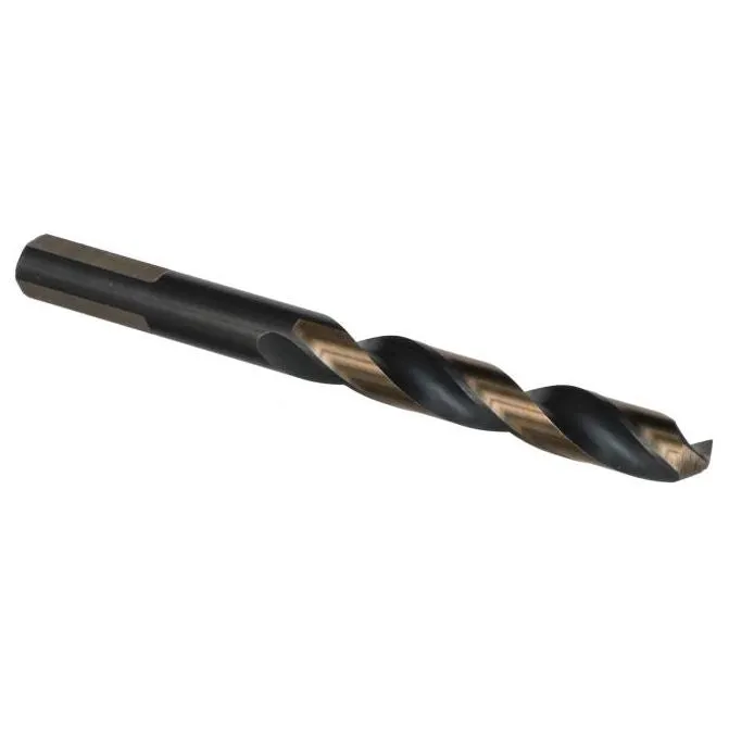 1/4" Black & Gold Split Point Mechanic Length Drill Bit - 3-Flat Shank - 12 Pack