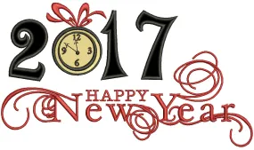 2017 Happy New Year Applique Machine Embroidery Digitized Design Pattern