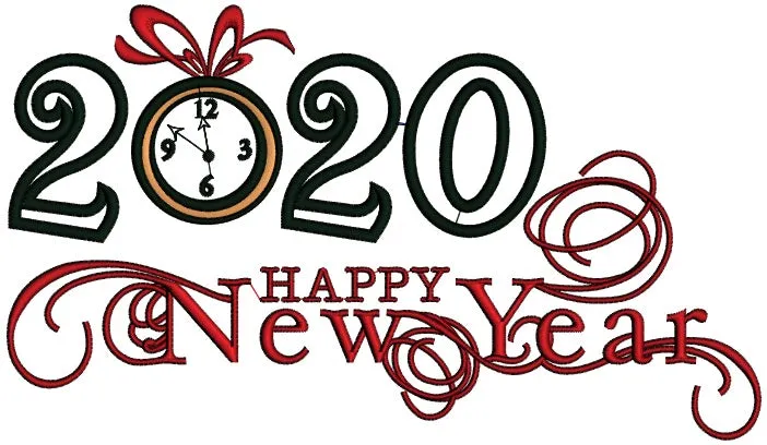 2020 Happy New Year Applique Machine Embroidery Design Digitized Pattern