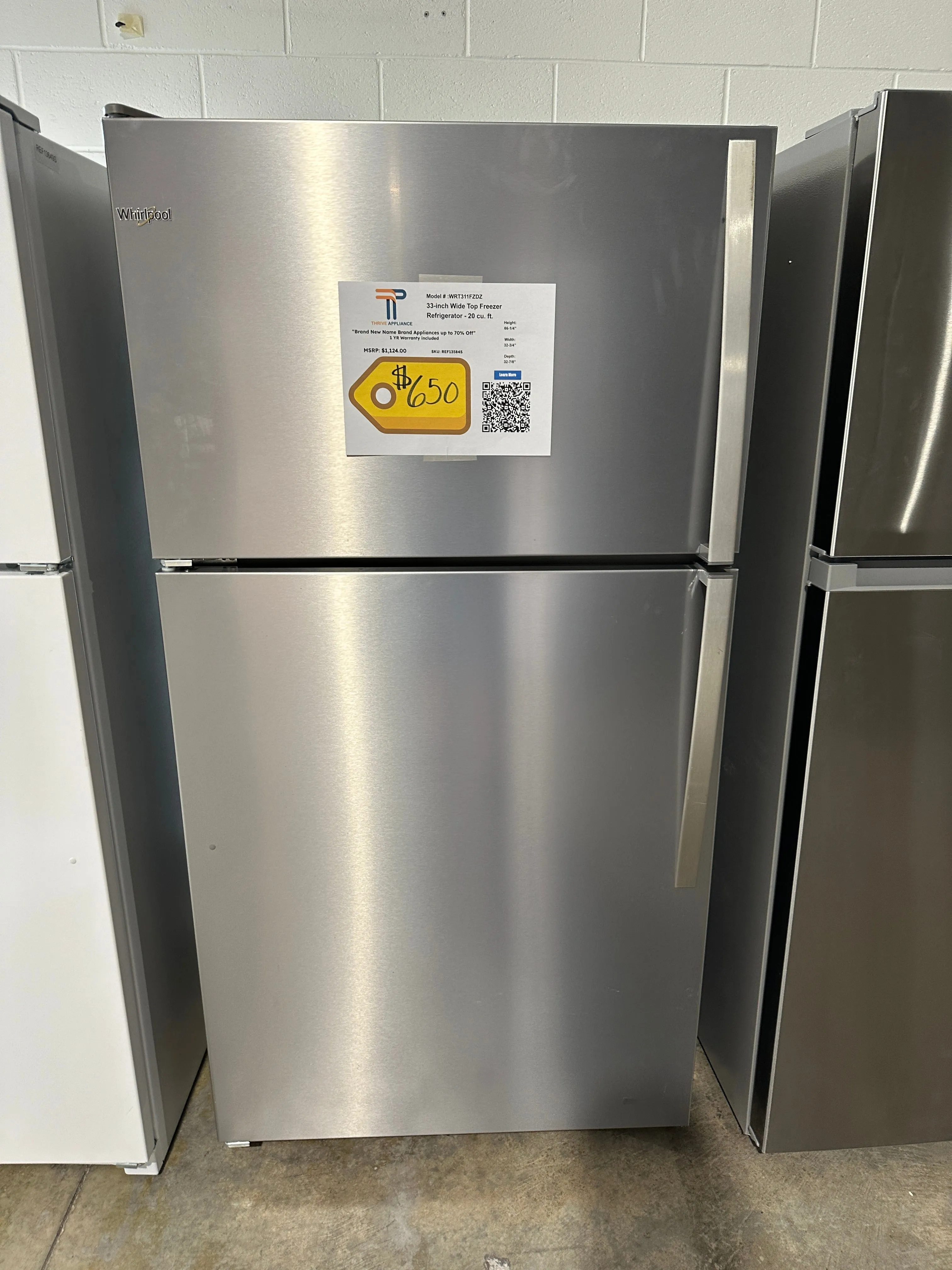 20.5 Cu. Ft. Top-Freezer Refrigerator - MODEL: WRT311FZDZ REF13584S