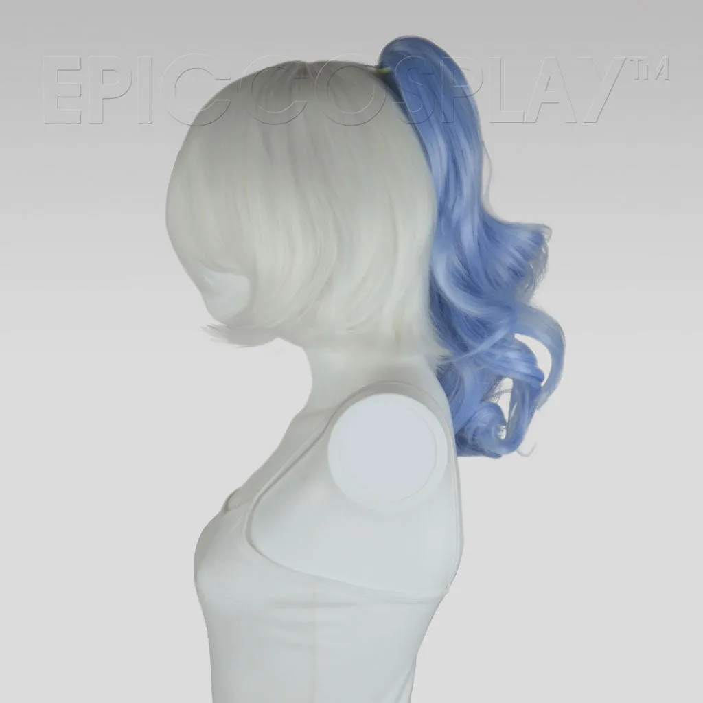 20" Ice Blue Wavy Curly Ponytail Clipon