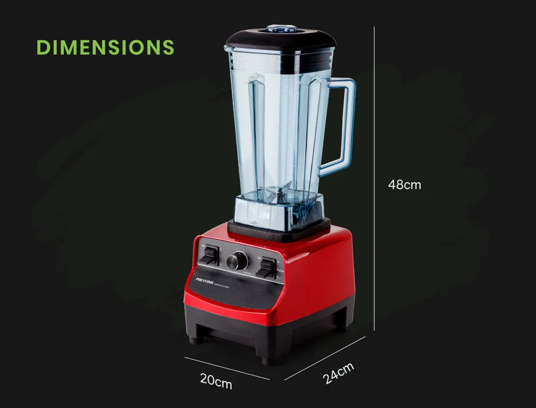 2200W 10-Speed 2L Commercial Blender w/ 304 Steel Blades PolyCool