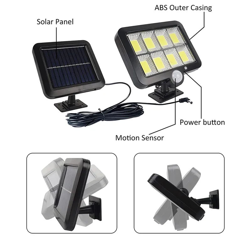 260Lm Large Area Solar Led Separate Solar Wall Light With Motion