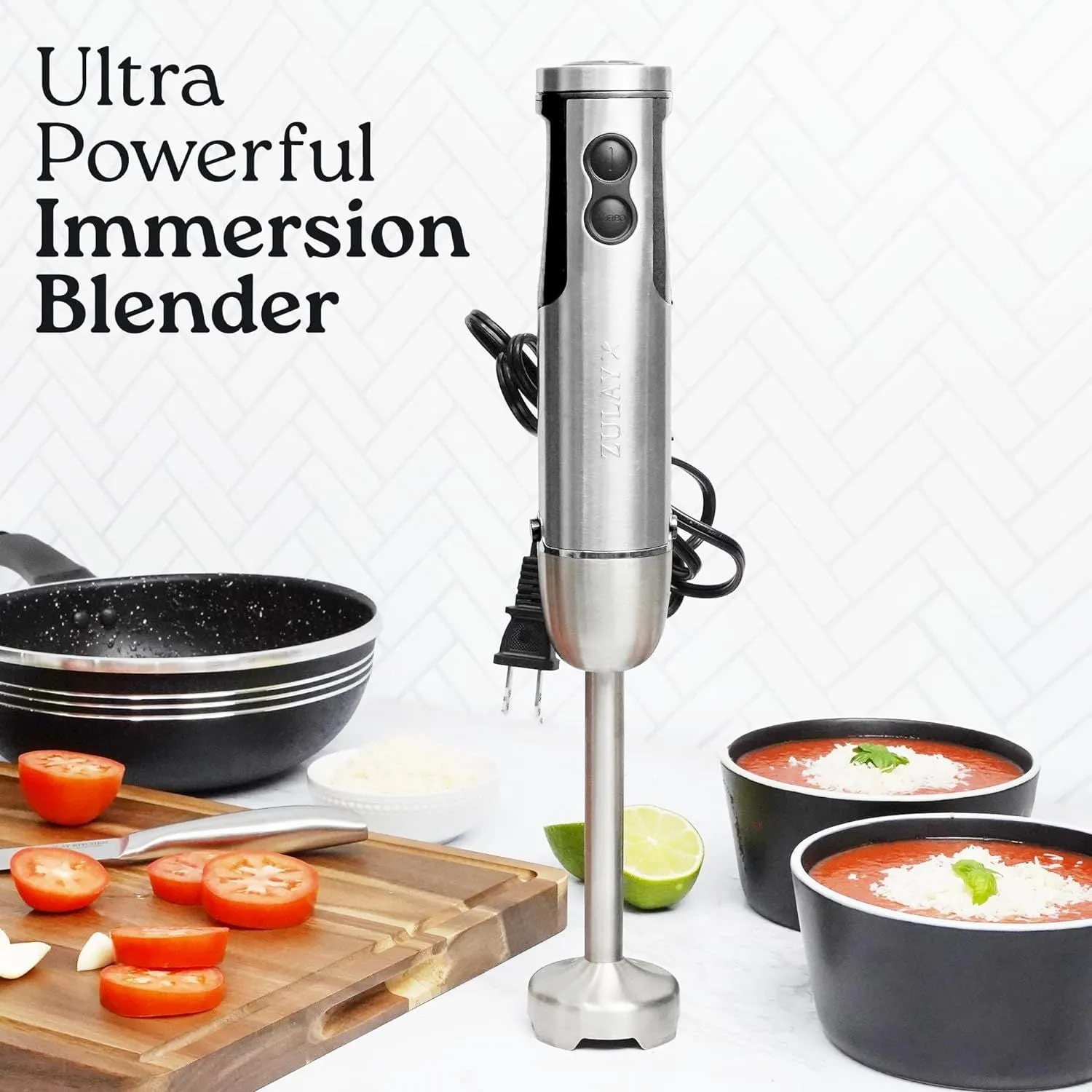 3-in-1 Immersion Blender Handheld - Powerful 800 Watt 12 Speed Emulsion Mixer