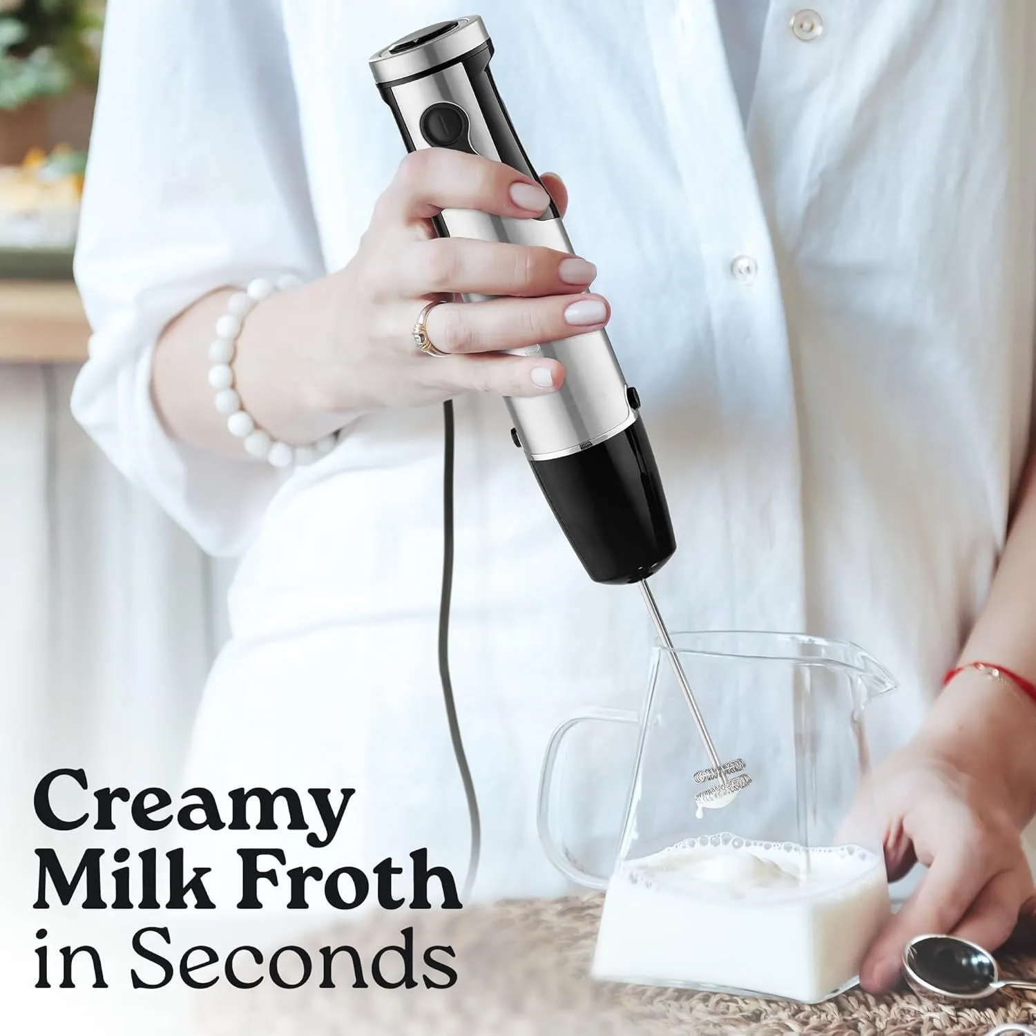 3-in-1 Immersion Blender Handheld - Powerful 800 Watt 12 Speed Emulsion Mixer