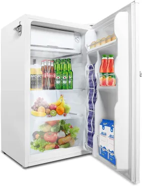 3.2 Cu.ft Compact Fridge with Freezer, White Single Door Mini Refrigerator with Adjustable Thermostat Control