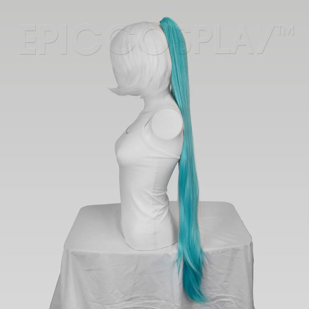 35" Anime Blue Mix Straight Ponytail Clipon