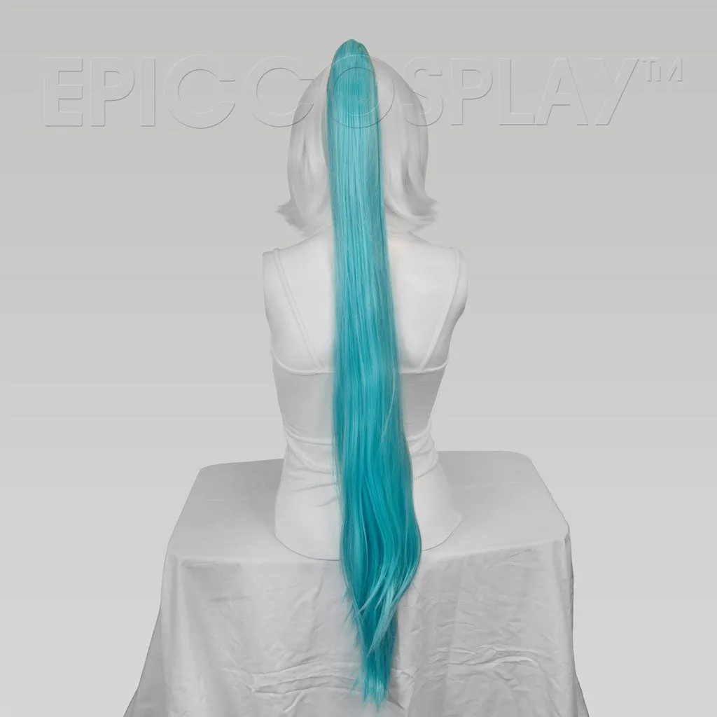 35" Anime Blue Mix Straight Ponytail Clipon