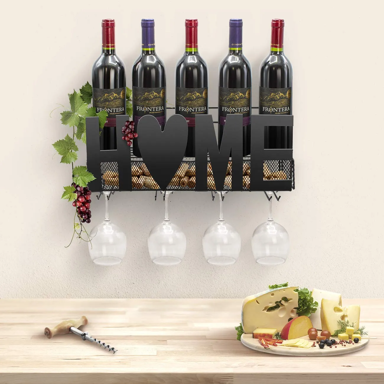 5 Bottle 4 Glass Wine Rack