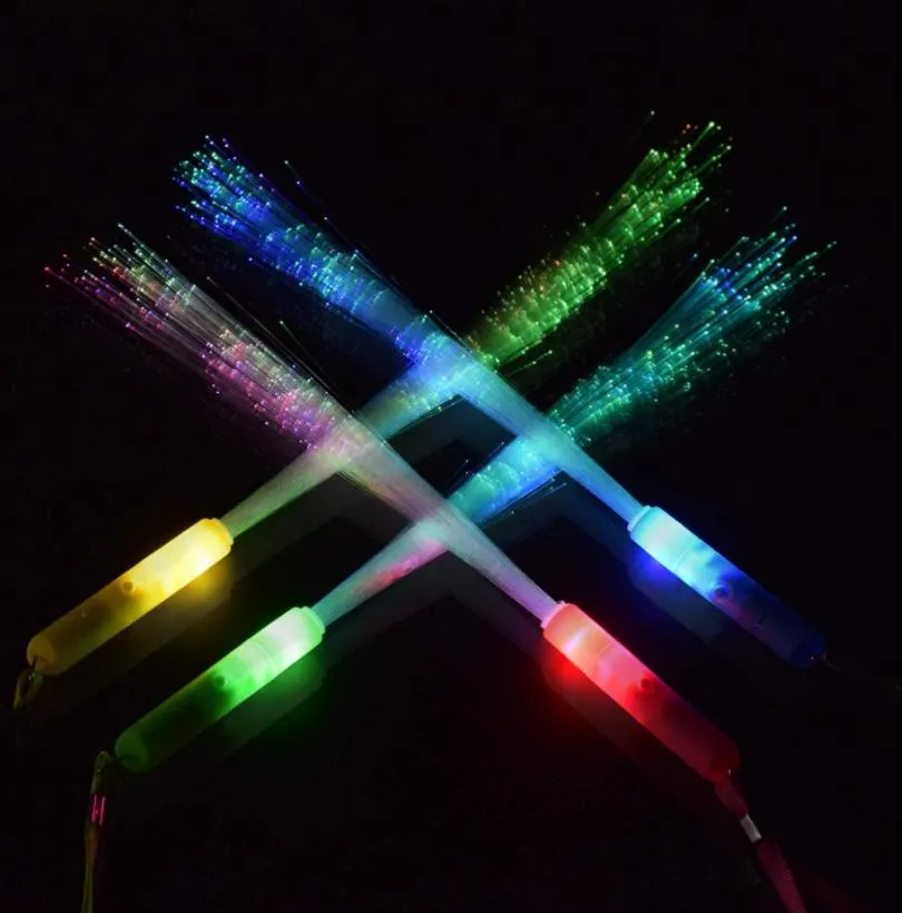 50pcs LED Light Up Fiber Optic Wands Glow Sticks Flashing Concert Rave Party Birthday Favors Christmas Goodie Fillers