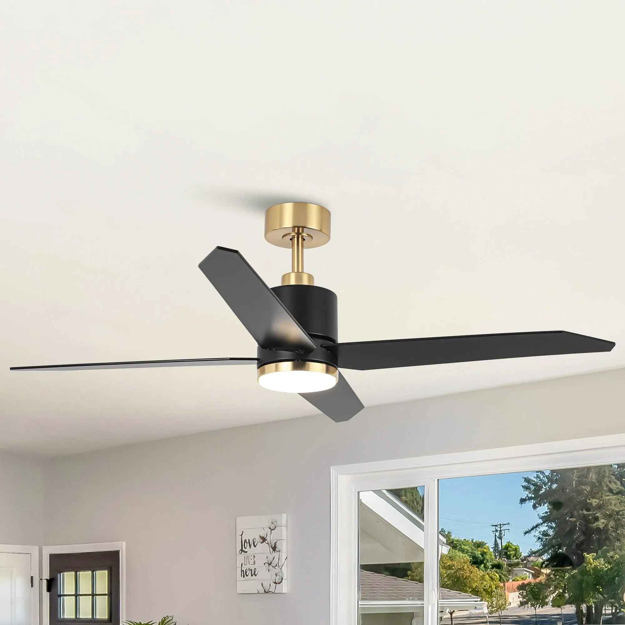 52" Ashby Industrial Satin Nickel DC Motor Ceiling Fan with LED Lighting and Remote Control