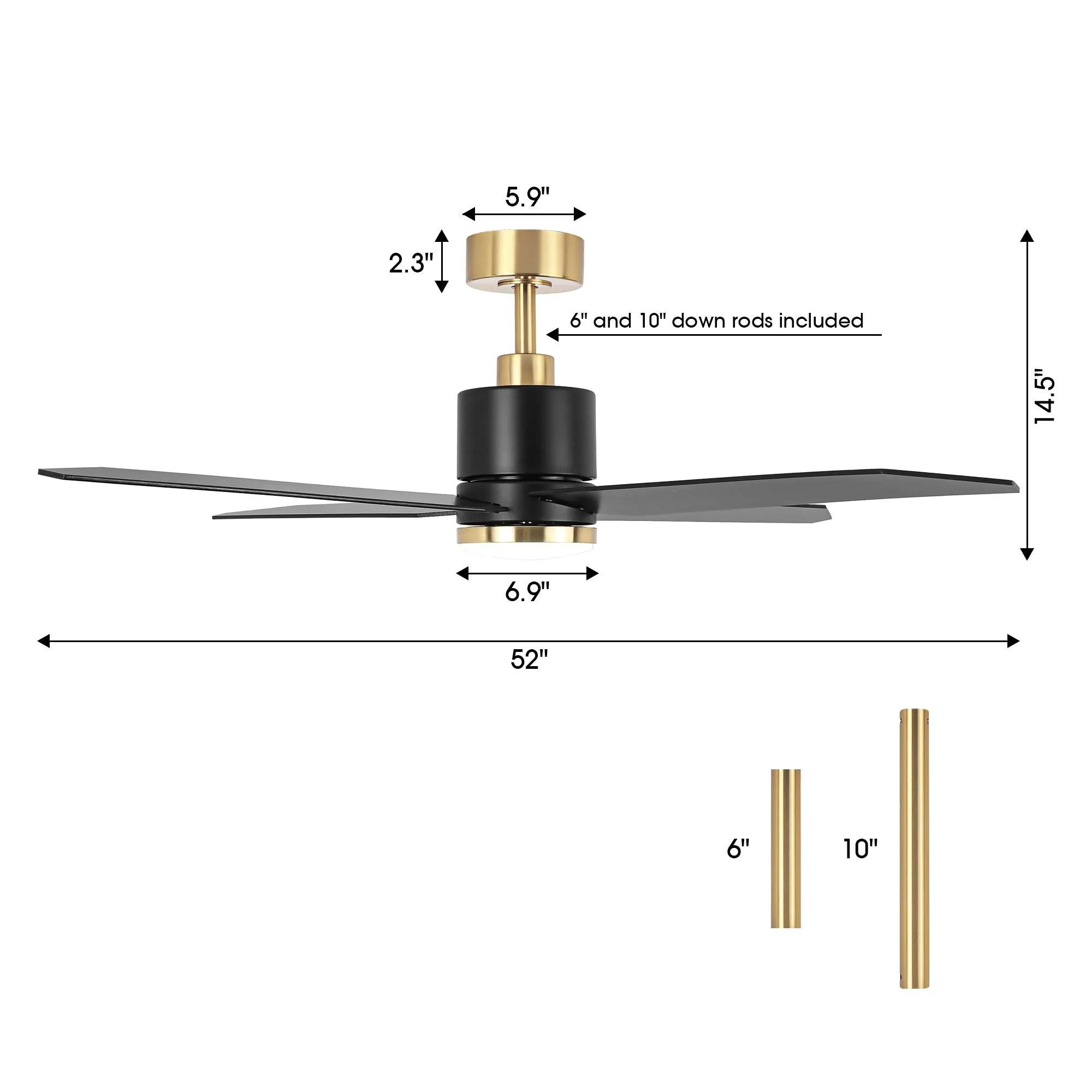 52" Ashby Industrial Satin Nickel DC Motor Ceiling Fan with LED Lighting and Remote Control