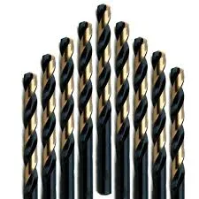 #53 Wire Size Jobber Length Drill Bit - Black and Gold - Split Point - 12 Pack