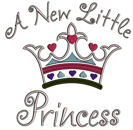 A New Little Princess Crown Applique Machine Embroidery Design Digitized Pattern