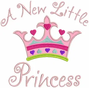 A New Little Princess Crown Applique Machine Embroidery Design Digitized Pattern