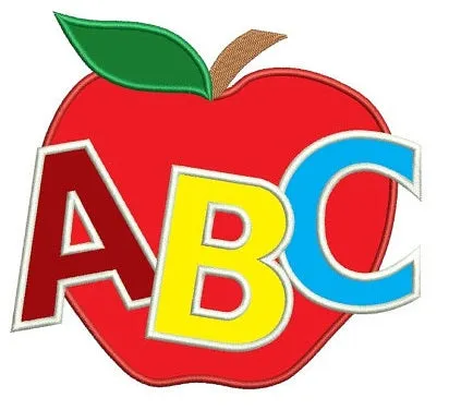 ABC Letters Apple Applique machine embroidery digitized design pattern - Instant Download -4x4 , 5x7, and 6x10 hoops