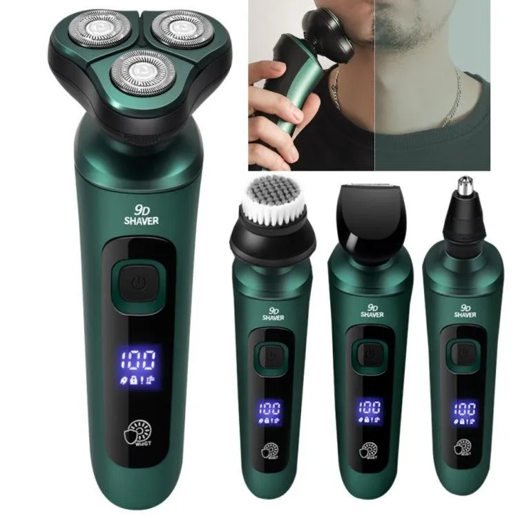 Advanced USB Rechargeable Electric Shaver with LCD Display and Three Floating Heads