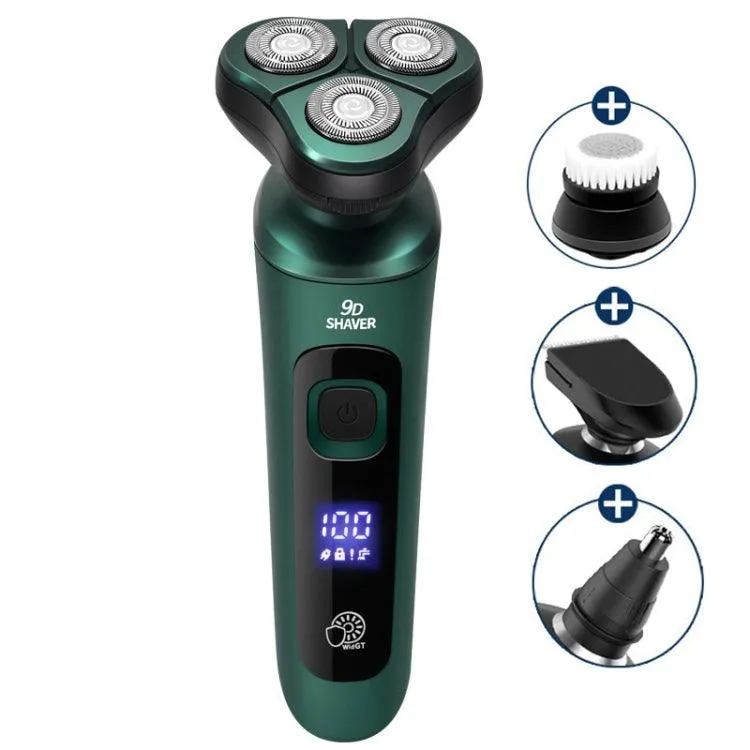 Advanced USB Rechargeable Electric Shaver with LCD Display and Three Floating Heads