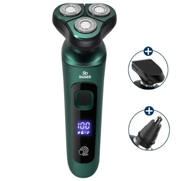 Advanced USB Rechargeable Electric Shaver with LCD Display and Three Floating Heads