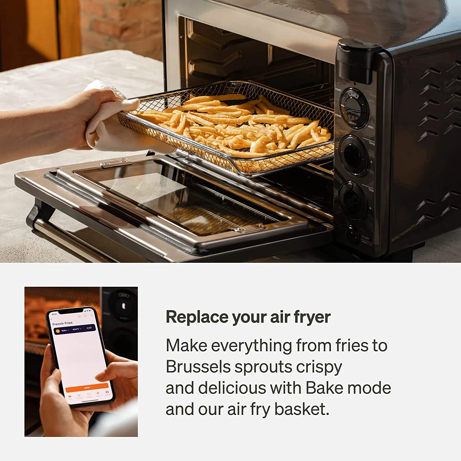 Air Fryer Oven Combo, 6-in-1 Toast, Steam, Bake, Broil, and Reheat - Smartphone Controlled