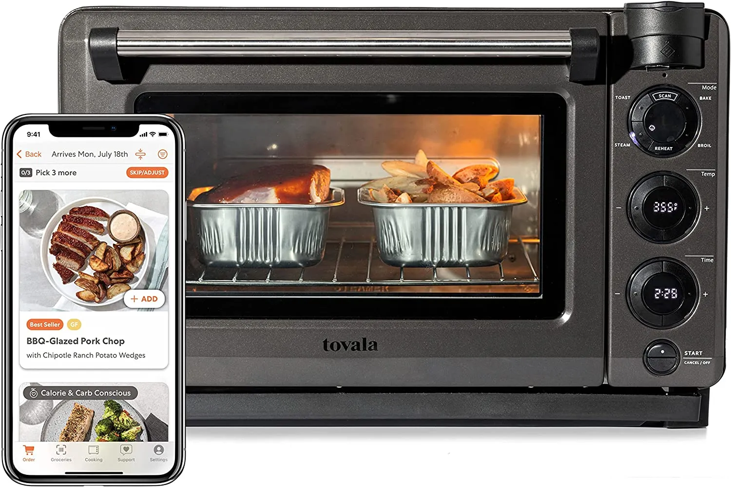 Air Fryer Oven Combo, 6-in-1 Toast, Steam, Bake, Broil, and Reheat - Smartphone Controlled