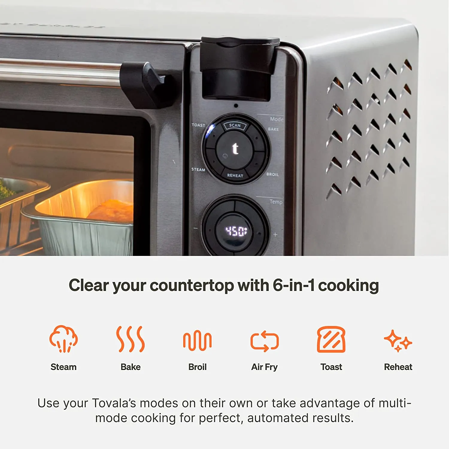 Air Fryer Oven Combo, 6-in-1 Toast, Steam, Bake, Broil, and Reheat - Smartphone Controlled