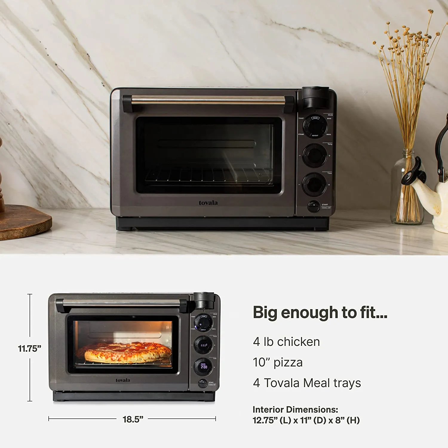 Air Fryer Oven Combo, 6-in-1 Toast, Steam, Bake, Broil, and Reheat - Smartphone Controlled