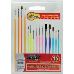 All Purpose Craft & Paint Brushes - 15pcs