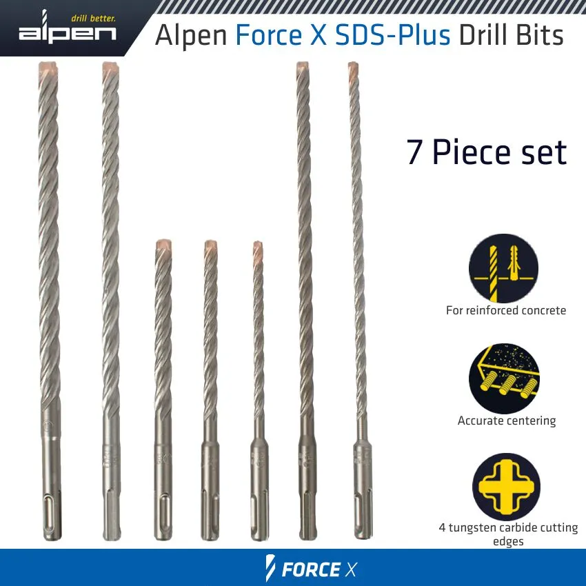 ALPEN FORCE X SDS-PLUS MIX BOX 7 PCS. 6.0/ 8.0/ 10.0 MM X 160 AND 6.0/ 8.0/ ALP815000071