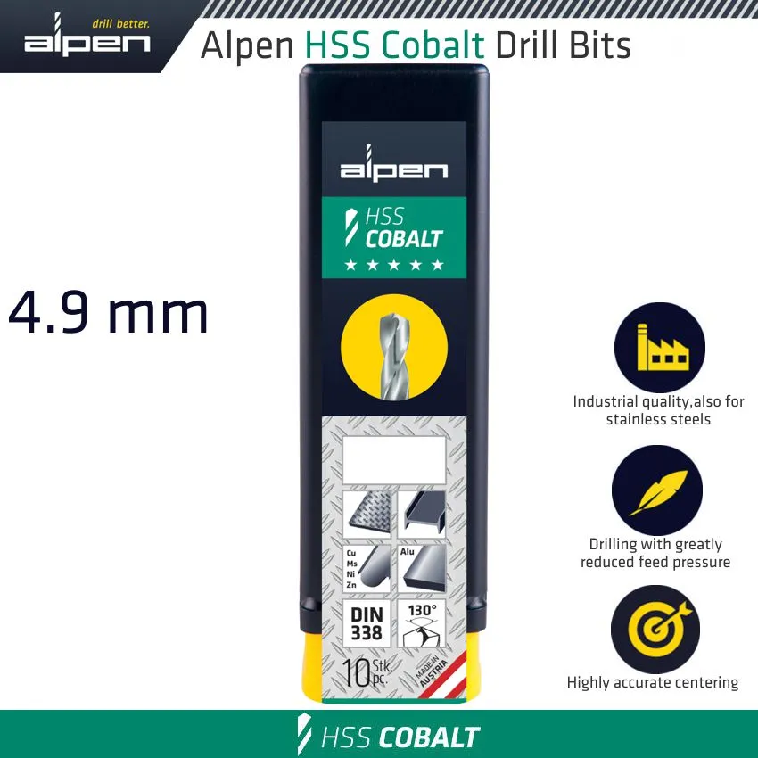 ALPEN HSS COBALT BULK DIN 338 RN,  4.9 ALP6130049