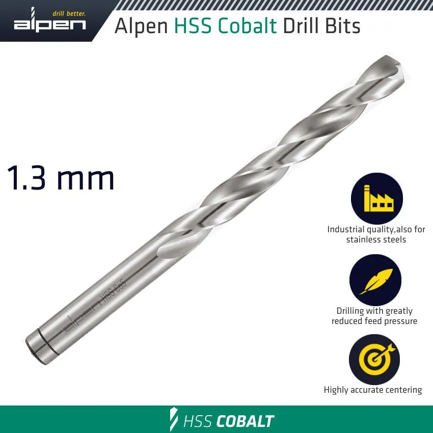 ALPEN HSS COBALT DIN 338 1.3MM BULK ALP6130013