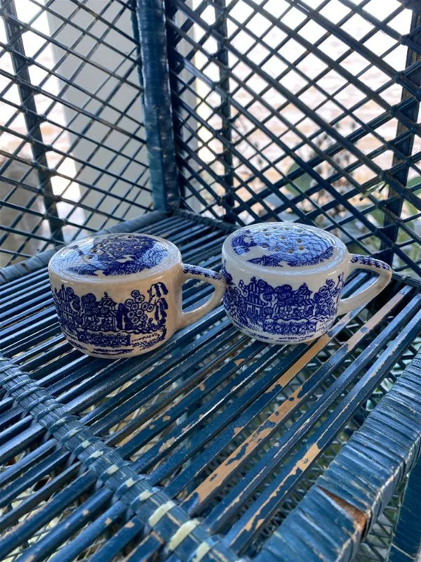 Antique Blue Willow Salt and Pepper Shakers