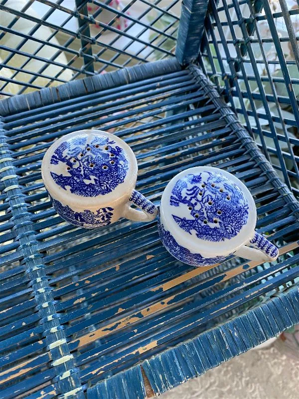 Antique Blue Willow Salt and Pepper Shakers