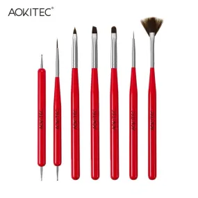 Aokitec Nail Art Brushes | 7 Pcs Nail Brushes For Nail Art | Nail Liner Brush | Nail Dotting Pens For Home Use And Professional Nail Salon