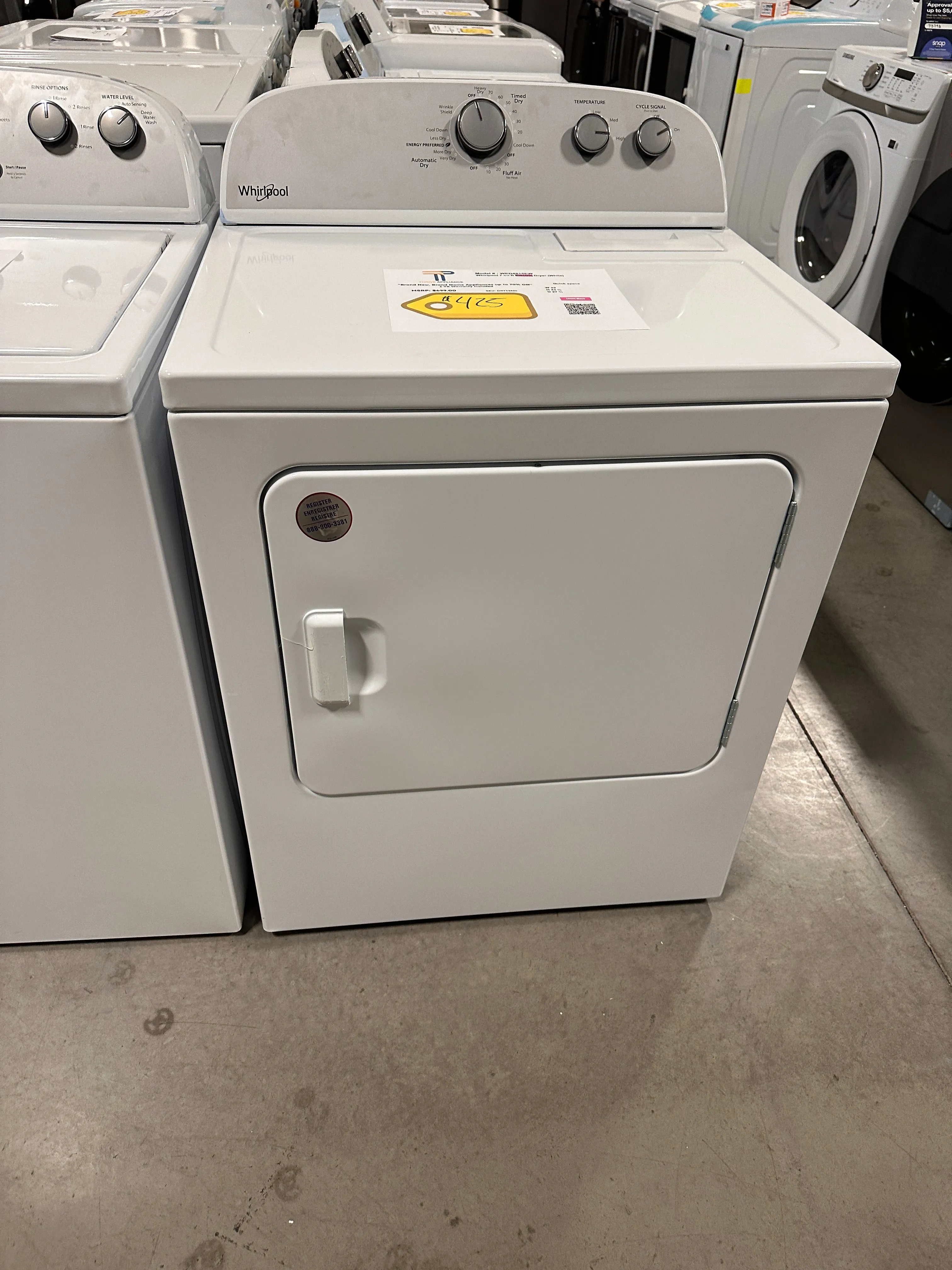 AUTO DRYING WHIRLPOOL ELECTRIC DRYER MODEL: WED4815EW DRY12826