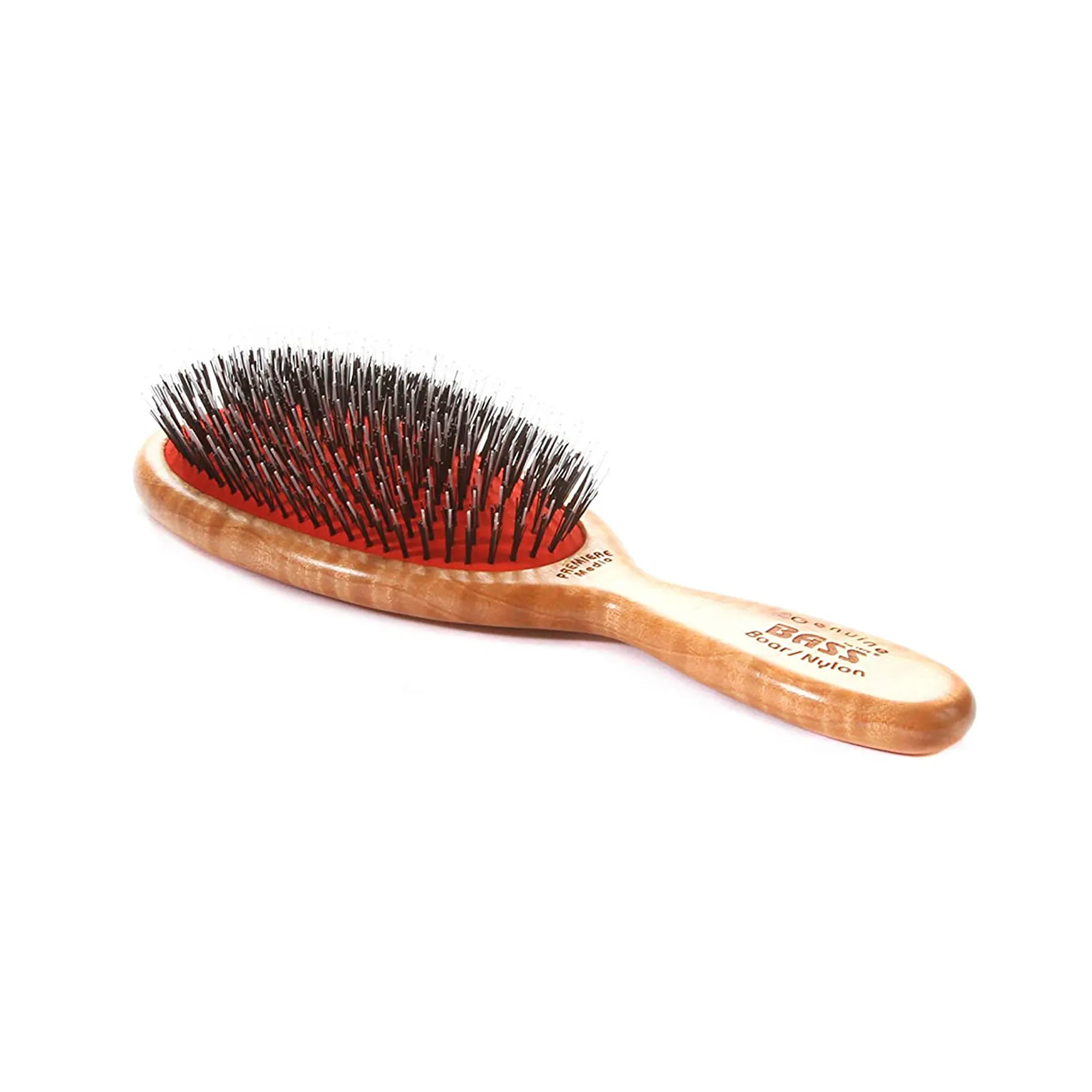 Bass Brushes Premiere Series PMD | Medio Oval with Ultra Premium Natural Bristle   Nylon Pin