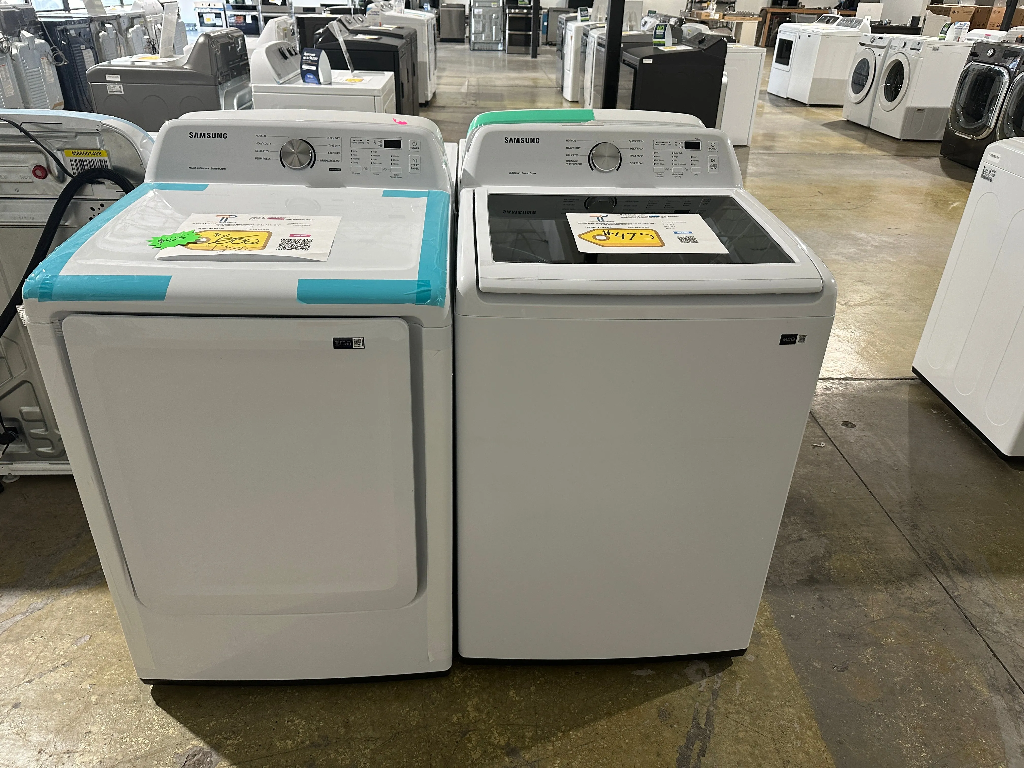 BEAUTIFUL NEW SAMSUNG TOP LOAD WASHER ELECTRIC DRYER LAUNDRY SET WAS12332S DRY11738S