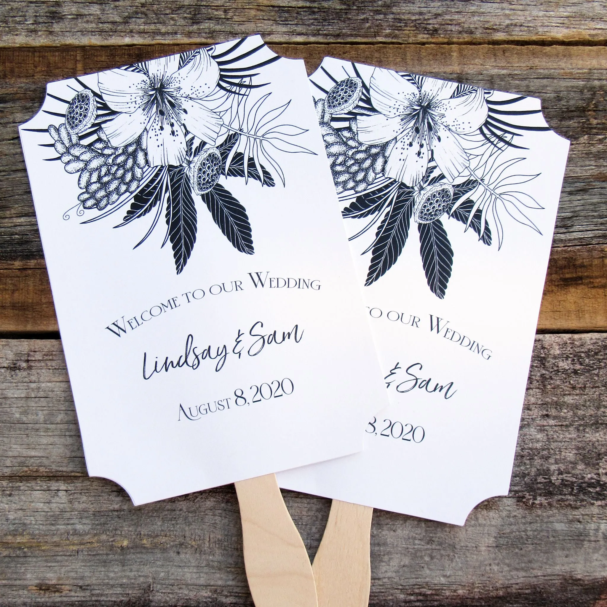 Black and White Wedding Fans