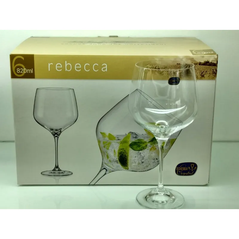 Bohemia Rebecca Wine Glass Clear Lead Free Crystal Drink Accessory | Set of 6 | 5 x 9 inches | 820ml