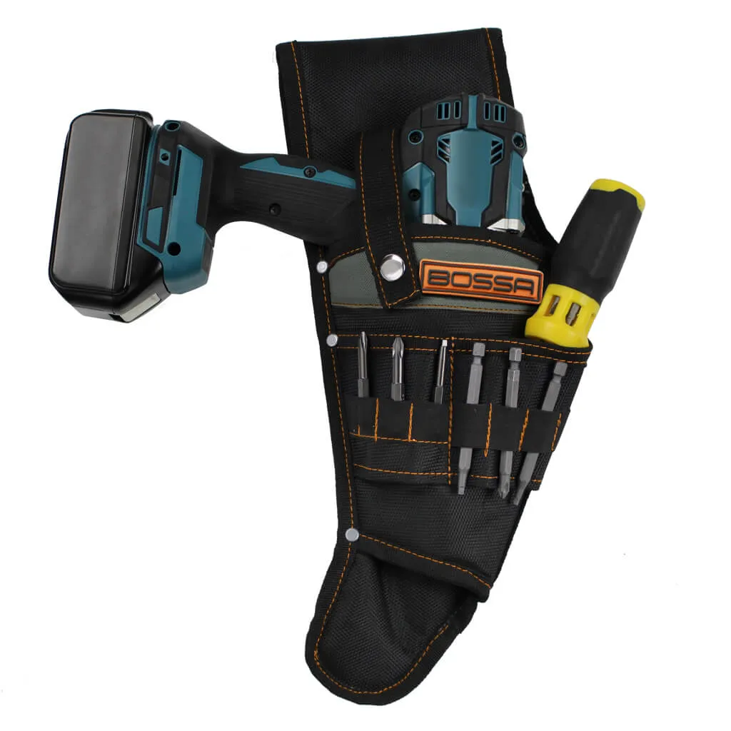 Bossa 2-3/4 in Belt Ballistic Poly Black/Gray Heavy Duty Hammer Drill Right Holster with Bit Slots