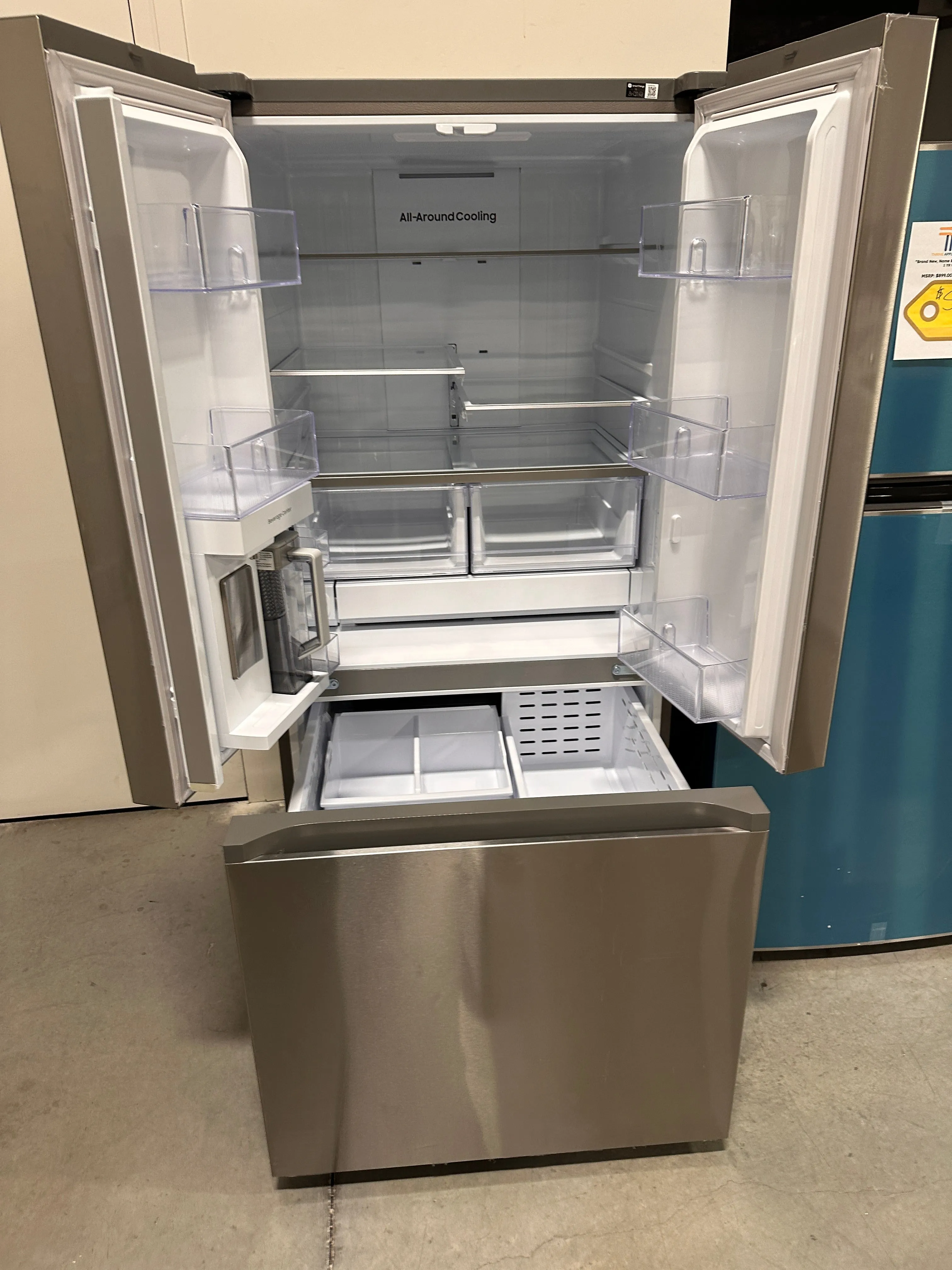 BRAND NEW SAMSUNG FRENCH DOOR REFRIGERATOR with BEVERAGE CENTER MODEL: RF25C5551SR REF13484