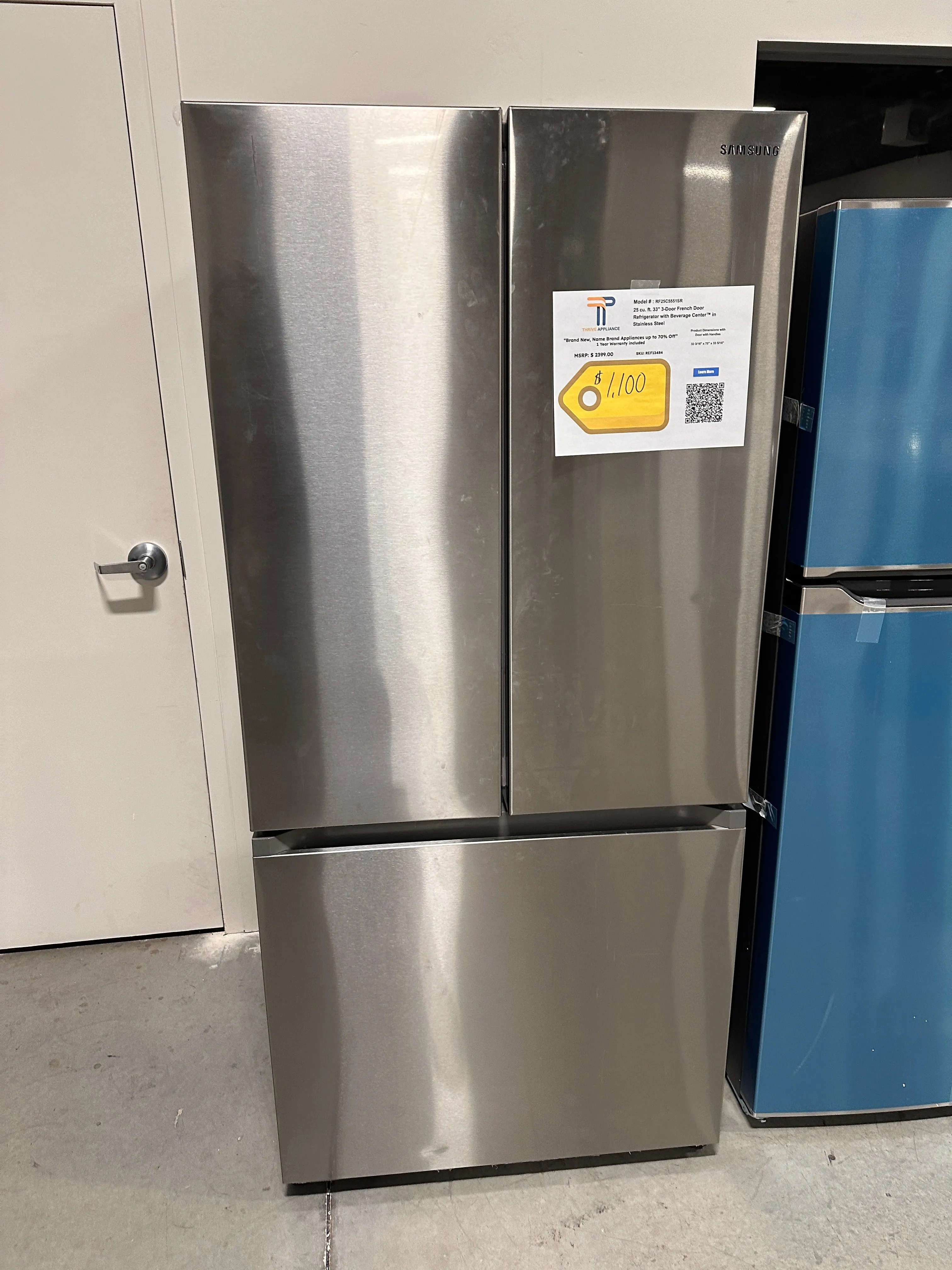 BRAND NEW SAMSUNG FRENCH DOOR REFRIGERATOR with BEVERAGE CENTER MODEL: RF25C5551SR REF13484