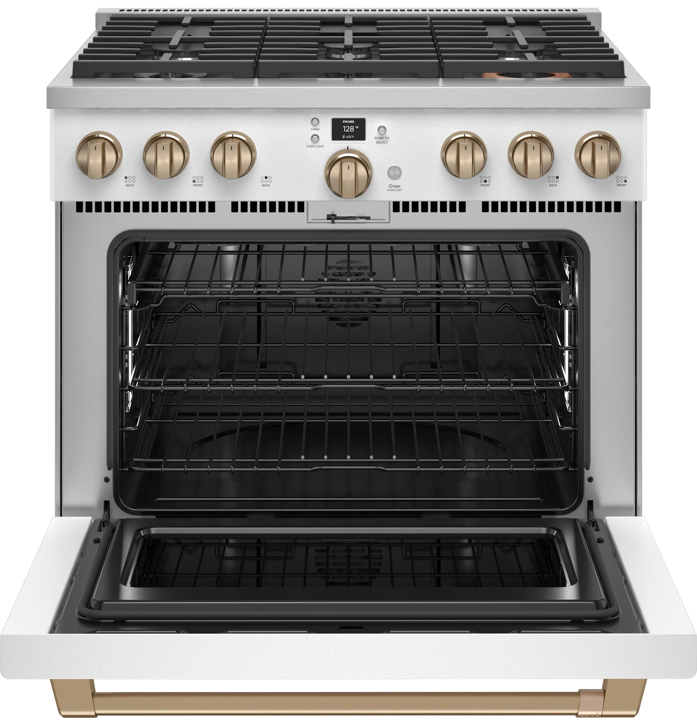 Café Matte White 36" Commercial-Style 6-Burner Dual-Fuel Smart Range (5.75 Cu.Ft) - C2Y366P4TW2