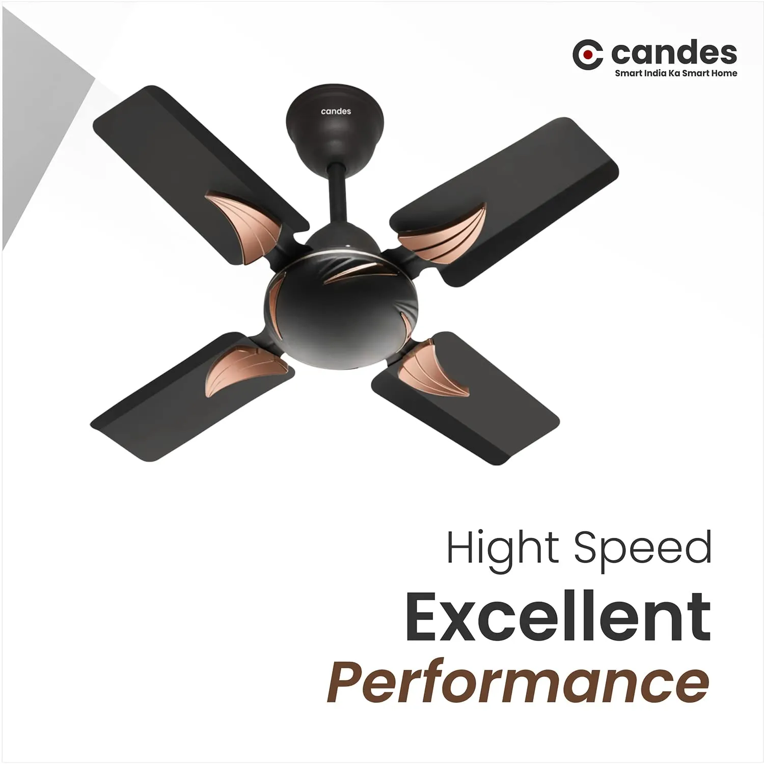 Candes EON High Speed 24Inch / 600 mm Anti-dust Decorative 405 RPM, 3 Star Rated Ceiling Fan 2 Yrs Warranty Coffee Brown Pack of 2